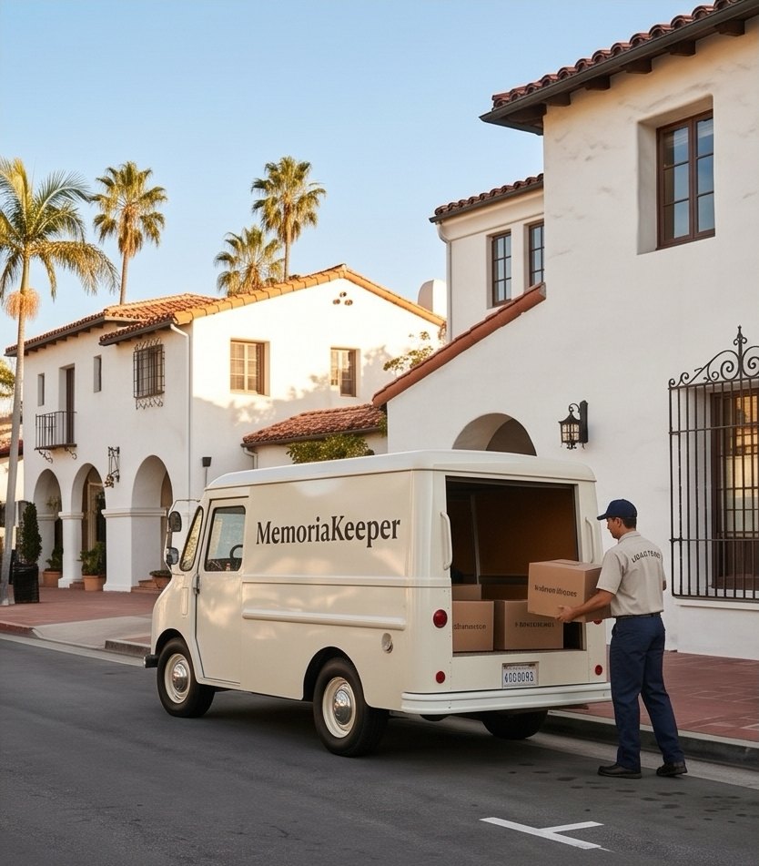 MemoriaKeeper van picking up tapes on a Santa Barbara street